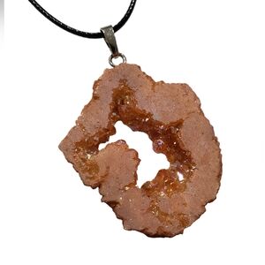 Genuine agate druzy slice pendant necklace